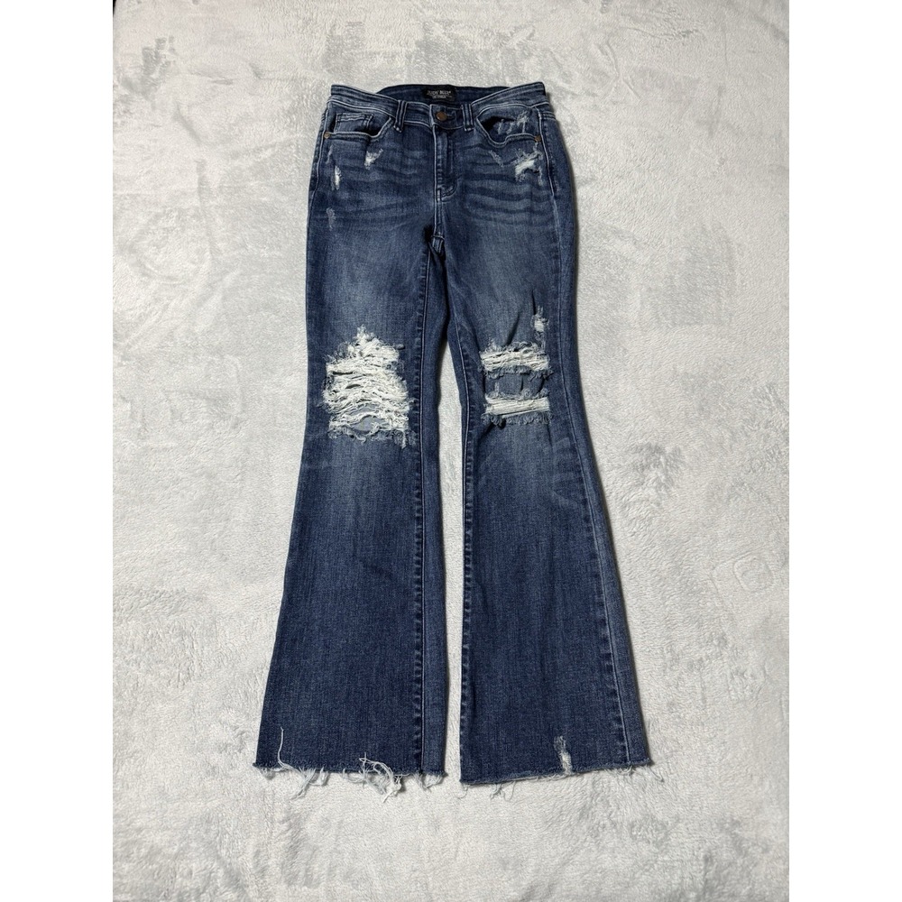 Judy Blue Slim Bootcut Womens 5 Jeans Blue Stretch Western Fray High Rise 27x28